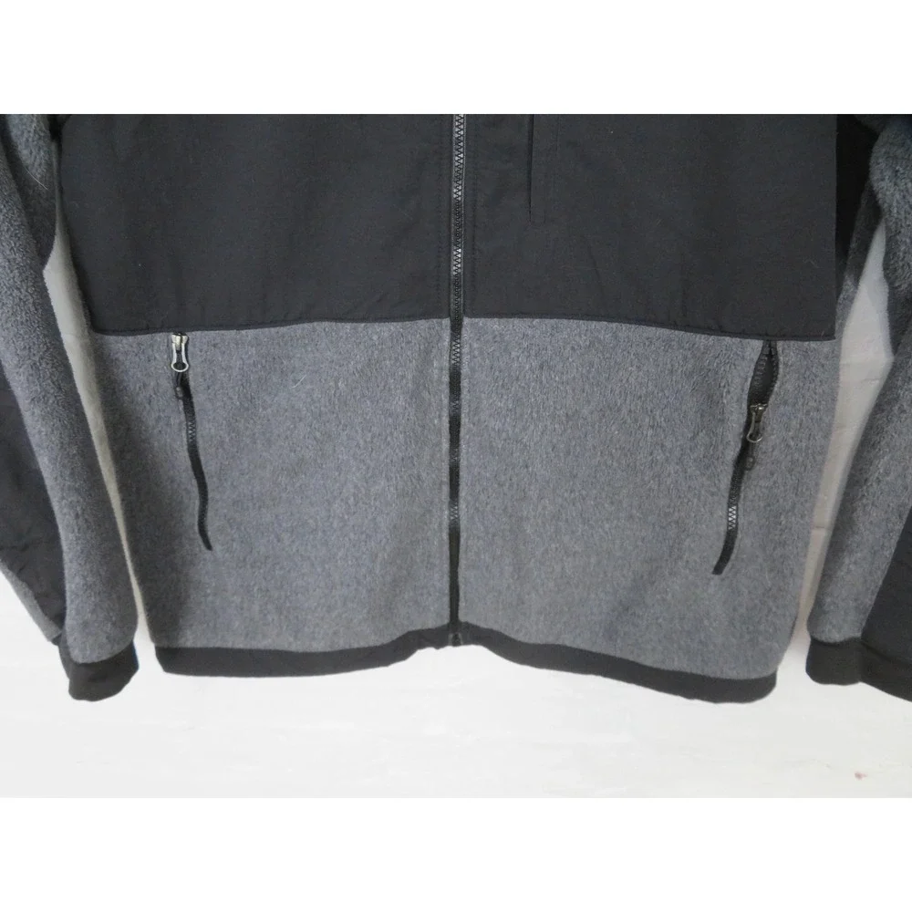 The North Face Denali Jacket Mens Large Gray Black Fleece Full Zip Hiking